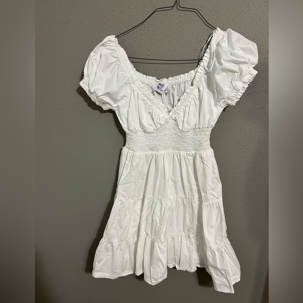 Princess Polly Elegant White Gathered Dress